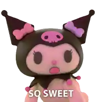 a stuffed animal with a skull on it and the words so sweet below it