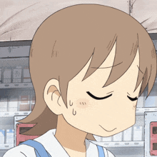 a close up of a girl 's face with her eyes closed and a surprised look on her face