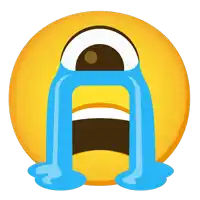 a crying smiley face with blue tears coming out of it 's eyes