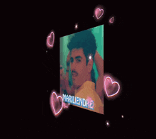 a picture of martin urrutia is surrounded by hearts and stars