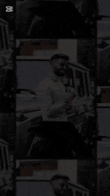 a man in a white turtleneck sweater is standing in front of a car with a caption that says capcut