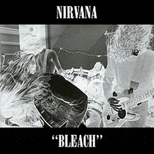 a black and white photo of nirvana 's album bleach .