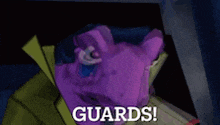 a cartoon character is smoking a cigarette and says guards