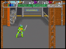 teenage mutant ninja turtles video game that says insert coins insert coins insert coins