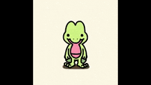 a cartoon frog with a pink tongue sticking out .