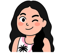 a cartoon drawing of a girl with long black hair