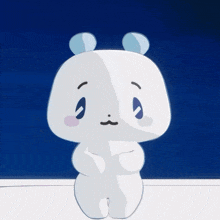 a white teddy bear with korean writing on the bottom