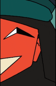 a close up of a cartoon character 's face with a smile on his face