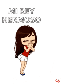 a cartoon of a girl with the words mi rey hermoso written on it
