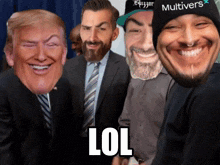 a group of men are posing for a picture and one of them is wearing a hat that says multivers