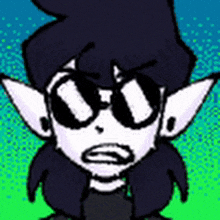 a cartoon character wearing sunglasses and ear plugs is making a funny face .