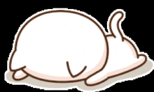 a cartoon cat is laying down on its back with its head on the ground .