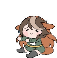 a cartoon drawing of a girl with long hair and a tail