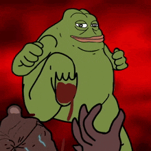 a cartoon of a frog with a bloody butt