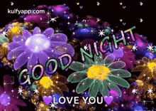 Good Night - Glowing Flowers Good Night Messages GIF