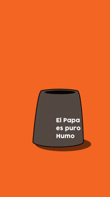 a cartoon drawing of a black object with el papa es puro humo written on it