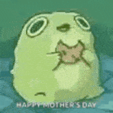 a happy mother 's day greeting card with a cartoon hamster eating a mouse .
