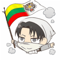 a cartoon character with a mask on holding a flag with a tiger on it