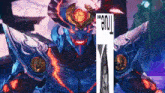 a painting of a demon with horns and the word true on it