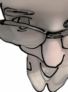 a drawing of a person wearing glasses with a smiley face
