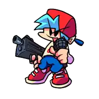 a cartoon character is holding a gun and a microphone ..