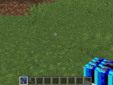 a screenshot of a minecraft game shows a snowy mountain with a blue cube in the middle