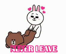never leave hearts bear bunny love