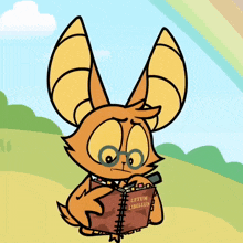a cartoon of a cat reading a book called letum libellus