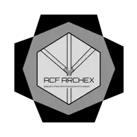 a black and white logo for the acf archex