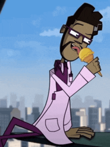 a cartoon character eating an ice cream cone