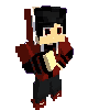 a pixel art of a boy wearing a red jacket and black pants .