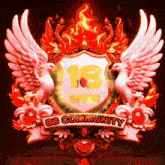 a shield with the number 18 on it and the words 86 community