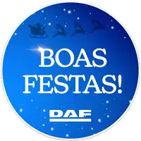 a blue circle that says boas festas daf