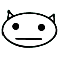 a black and white drawing of a face with a cat 's ears