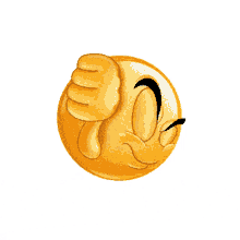 a cartoon smiley face is giving a thumbs down