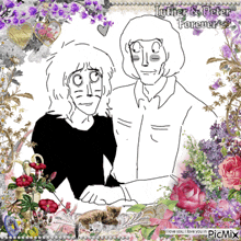 a picture of luther and peter forever is surrounded by flowers and hearts