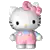 a hello kitty doll with a pink bow on her head is standing on a white background .