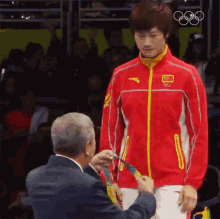 Receiving Gold Medal Ding Ning GIF - Receiving Gold Medal Ding Ning Olympics GIFs