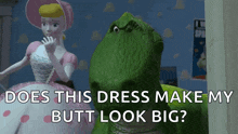 a scene from toy story with rex and bo peep talking to each other