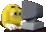 a pixel art of a yellow smiley face sitting in front of a computer .