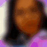 a close up of a person 's face with a pink background