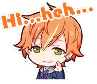 a cartoon of a boy with orange hair and green eyes says hioohch