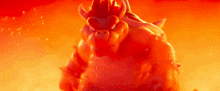 a close up of a cartoon character standing in a fire .