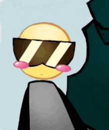 a cartoon of a smiley face wearing sunglasses with pink lips