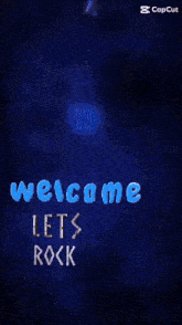 a girl with lightning behind her and the words welcome in blue