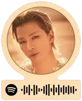 a spotify sticker with a picture of a young man in a circle