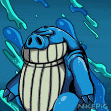 a cartoon drawing of a whale with the name nikepig on the bottom right