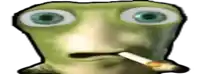 a cartoon frog is smoking a cigarette in his mouth .