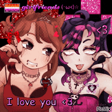 a picture of two anime girls with the caption i love you