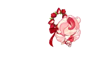 a cartoon character with a wreath of strawberries on her head is holding a scroll .